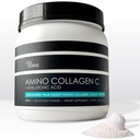 Amino Collagen C med Hyaluronic Acid (60 portioner   16oz  456g) - Non-GMO Marine Collagen Peptides - Hydrolyzed Powder - Unflavored - No Sugar - For Firm Skin, Hydration, Healthy Joints och Gut.
