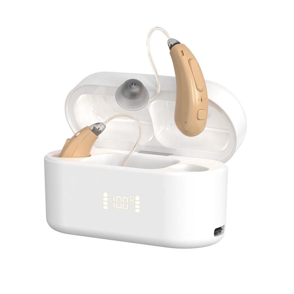 Hörapparater för seniorer, laddningsbara 16-kanals OTC-hörapparat för vuxna som hörselnedsättning, hörapparat med Advance Noise Cancelling, Superior Sound Quality, Auto-On/Off