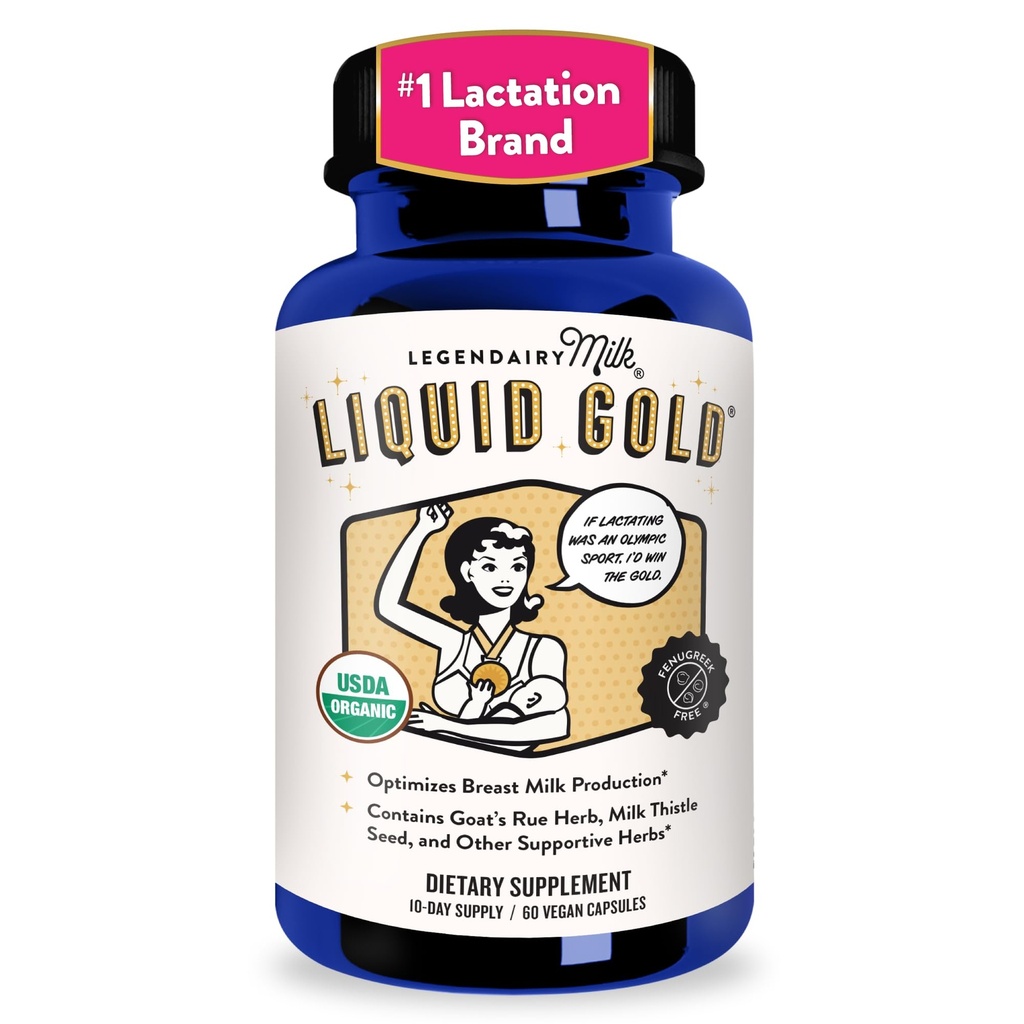 Legendairy Milk Liquid Gold Lactation Support | Laktationstillskott med organiska getter Rue, Milk Thistle, Shatavari, Fennel, Alfalfa & Anise | Amningstillskott, 60 Count