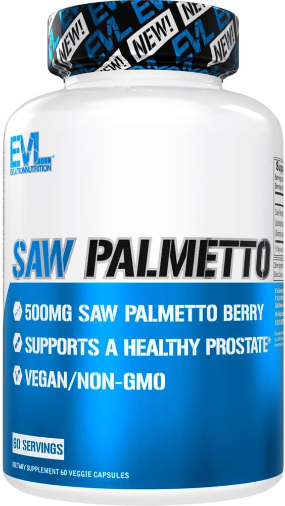 EVL Saw Palmetto för Män 500mg - Saw Palmetto Extract Prostate Supplement för Män för storlek funktion och bättre blåskontroll - DHT Blocker och tjockare Stronger snabbare hårväxt Vitamin