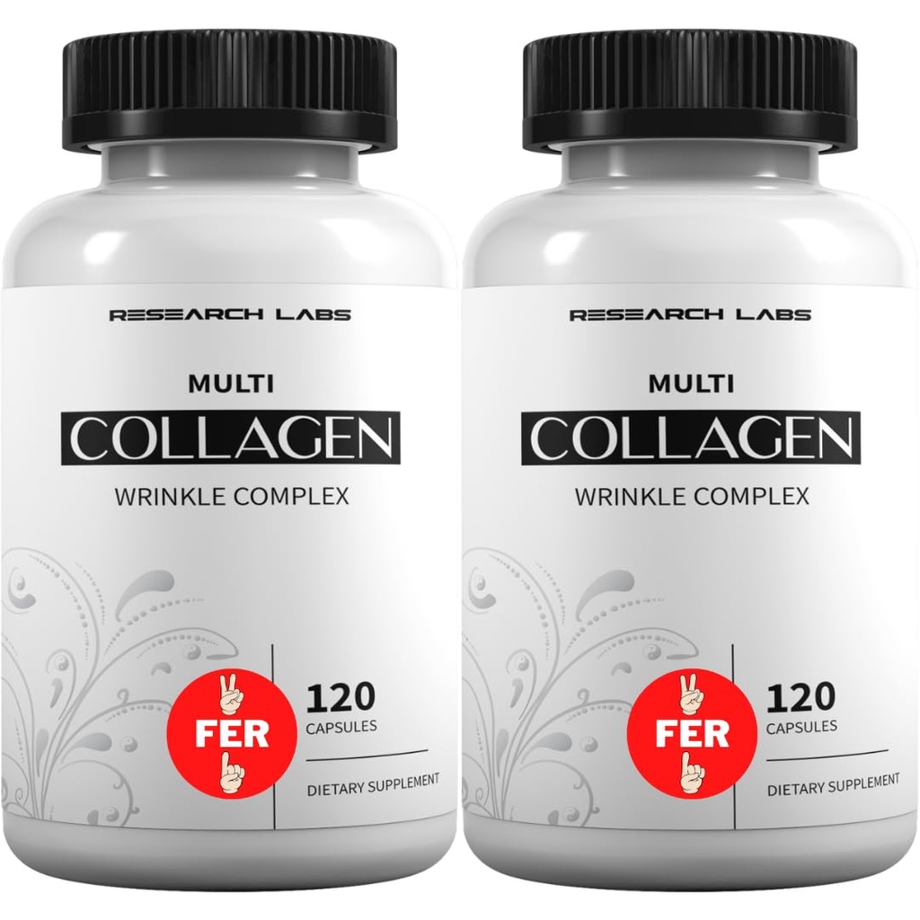 Forskning Labs 2 för 1 Promo 240 Collagen Pills - 6000 mg per dag. Grass Fed Anti-Aging Support for Skin, Joints, Tendons, Bones, Hair and Nails. Paleo vänliga. Collagen Peptides Powder Supplement...