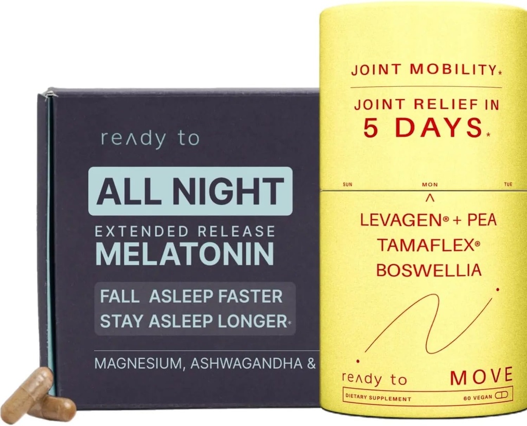 Joint Relief & Sleep Set | Sleep & Joint Support med Melatonin, Ashwagandha, Tamaflex® Turmeric och Pea | Restful Sleep & Joint Supplements Pack
