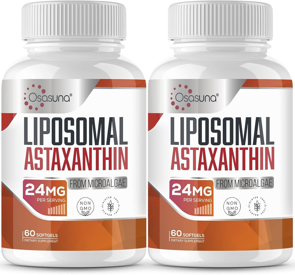 Liposomal Astaxanthin Supplement 24MG, Maximal Absorption, Antioxidant Starkare än VIT C, Non-GMO & Gluten Free - 120 Softgels (4 månader Supply)