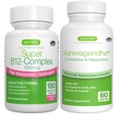 Super B12-Complex 1000mcg + Advanced Ashwagandha KSM-66, L-Theanine & Magnesium Bundle, High Absorption Sublingual Vitamin B12 + Multi Action Adaptogen Complex, av Igennus