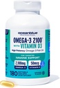 Oceanblue Professional Fish Oil med vitamin D3 | Triple Strength 2100mg Omega 3 DPA EPA DHA | Vild fångad | Burpless Orange smak, 90 portioner (180 greve)