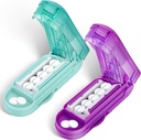 DUBSTAR 2PCS Pill Cutter Splitter for Small and Tiny Pills, Multiple Pill Cutters for Small or Large Pills, Justerbar Pill Splitter med Centering Device och Blade Guard (Purple+Cyan)