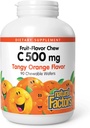 Naturliga faktorer, vitamin C 500 mg, barn som kan stödja hälsosamma ben och tänder, Tangy Orange, Vegan, Non-GMO, 90 wafers (90 portioner)