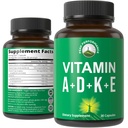 Peak Performance Vitamins D 5 000 iu + A + K + E Allt i 1 Lätt att Swallow Vegan Capsule. ADK Vitamin Supplement med E D3 K2. Vitaminer för humör, immun, ben, vision, hjärta