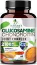 Glukosamin Chondroitin MSM 2100mg Complex - Gemensamt stöd tillskott för gemensam rörlighet och komfort för män och kvinnor med gurkmeja & Boswellia, Triple Strength Glucosamine Supplements - 60 kapslar