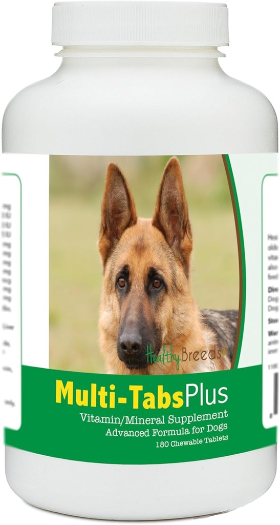 Hälsosamma raser tyska Shepherd Multi-Tabs Plus Chewable Tablets 180 greve