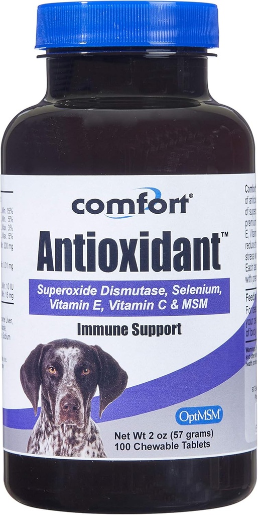 Kala Health COMFORT Antioxidant Supplement för hundar, 100 greve, immunsupport och hjälper till att minska hudallergier, innehåller: MSM, Superoxide Dismutase, Selen och vitamin C & E, tillverkad i USA