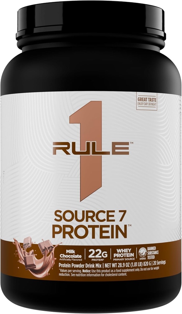 Regel 1 Källa 7 Protein - Decadent Flavor, Velvety Smooth Texture, 22g Anytime Protein och 10g Naturally Occurring EAAs Per Serving från 7 Premium Sources (1,8 pund *, mjölkchoklad)