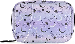 Pill Box Purple Bat Moon 7 Day Pill Case Travel Pill Organizer Bag med Zipper Portable Weekly Vitamin Medicine Supplement Holder Pouch Bag