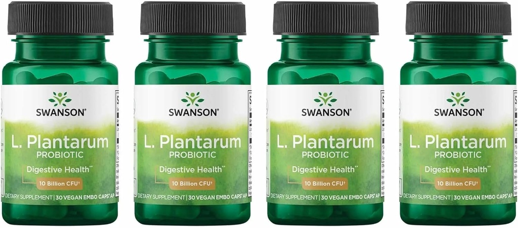 Swanson L. Plantarum - Digestive Supplement Promoting Gastrointestinal Balance & Bowel Regularity - Naturlig formel för att hjälpa till att minska uppblåsthet - (30 Veggie Capsules) 4 Pack