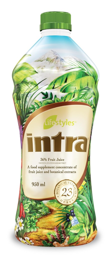 Intra Lifestyles Herbal Juice Drink - Botanisk Dryck för Immune Support, Detox, Digestive & Cardiovascular Health - 23 Botaniska Extrakt - Tillverkad i Kanada 1 flaska 950 ml (32 fl oz)