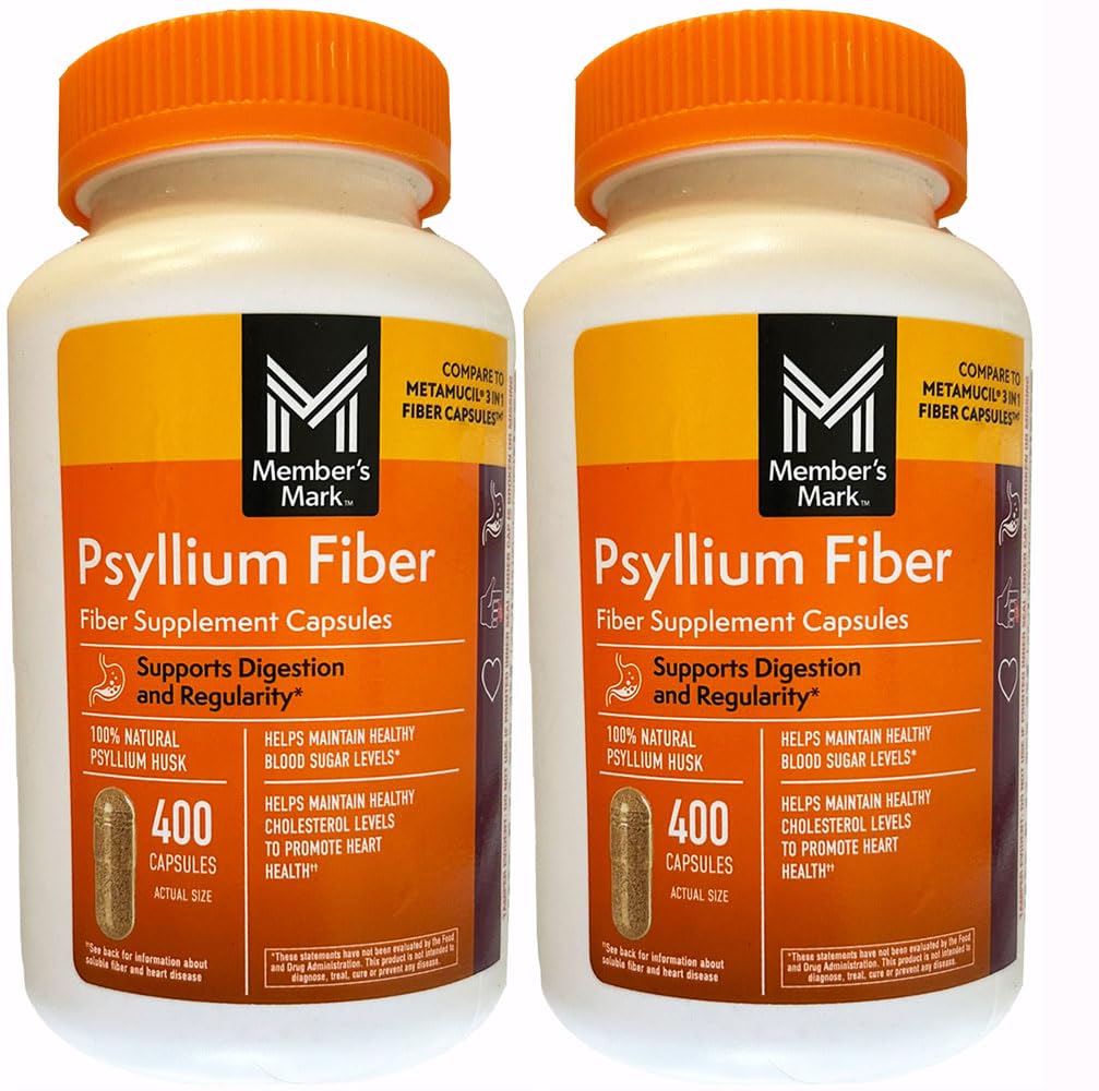 Member's Mark Fiber Capsules 2Pack (400 Count) Psyllium Husk is The #1 Doctor-Recommended Fiber Supplement.