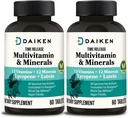 DAIKEN Mini Multivitamin, 60 tabletter, Förbättrad med Lutein, Lycopene & Folic Acid, Time Released Multivitamin för kvinnor och män, Vegan & Easy to Swallow (Pack of 2)