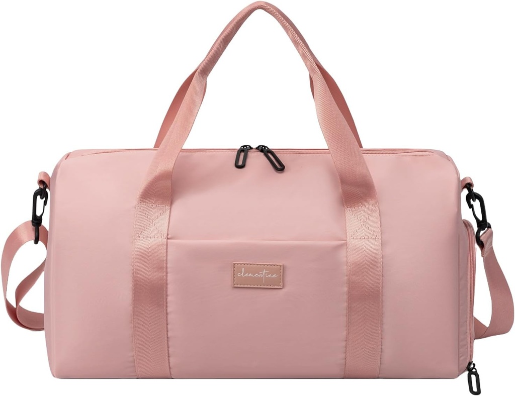 Gym Bag för kvinnor med skor kompartement och våt ficka | Hållbar lätt Gym Duffle Bag med motiverande citat och grafisk design | Bra för träning och över natten | Rose