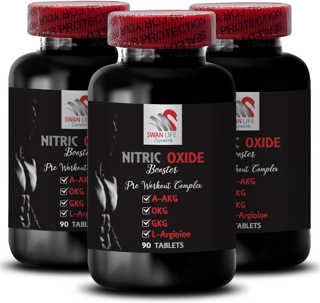L-citrullin och l-arginintillskott - Nitric Oxide Booster - Uthållighet, Nitric Oxide Flow, Styrketräning, Fitness Support, Pre-Gym Boost, Muscle Pump, Physical Boost 3 Bottles 270 tabletter