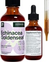 Echinacea och Goldenseal 2 fl oz Liquid Extract - Natural Herbal Supplement - Immune Support Drops - Förbättra sömnen | Boost Energy - Hög styrka - 45-dagars leverans