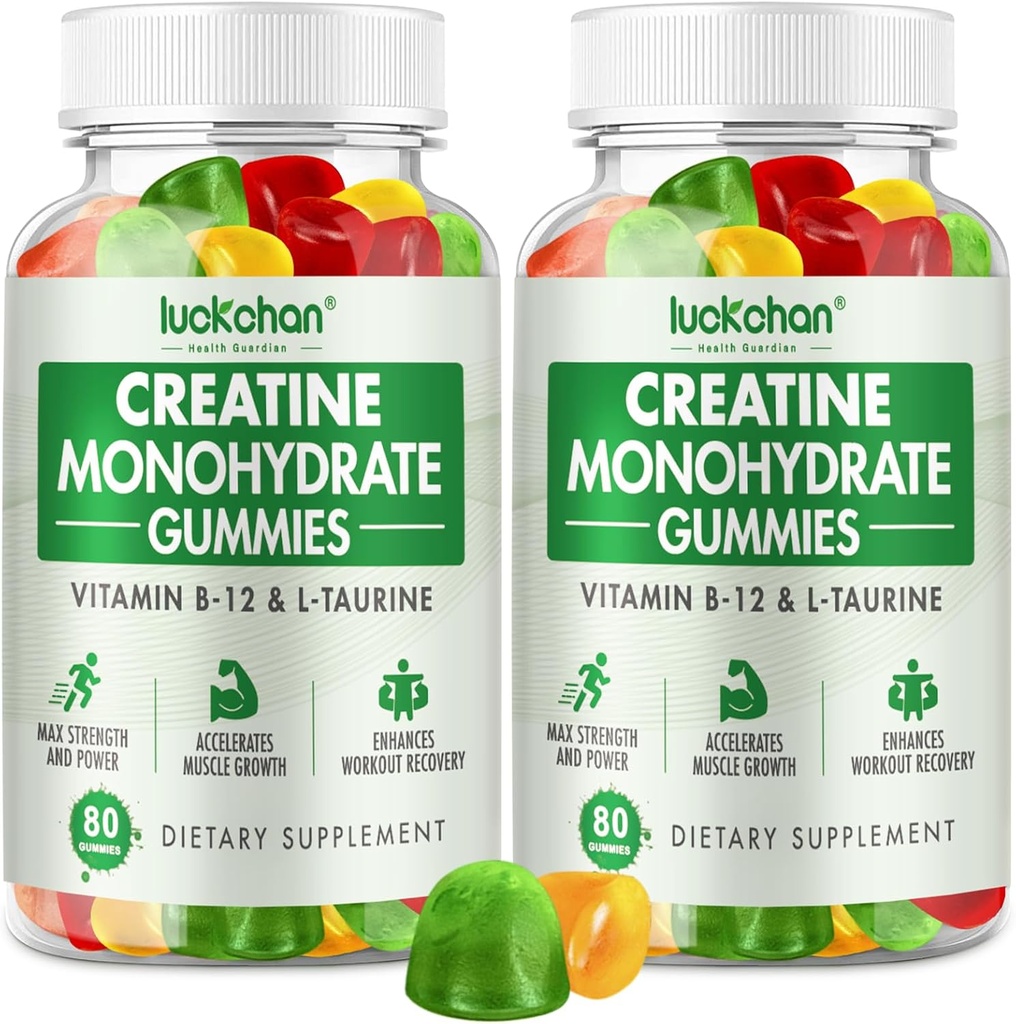 Kreatinmonohydrat Gummies 5g - Kreatin för kvinnor och män - Pre Workout Supplement för muskelstyrka, muskelbyggare, energiökning låg socker Chewable Creatine Gummies 160 Count