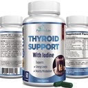Thyroid Support med jod - Metabolism Booster, Energy Booster, Öka fokus - Premium Non-GMO Thyroid Supplement 60 kapslar