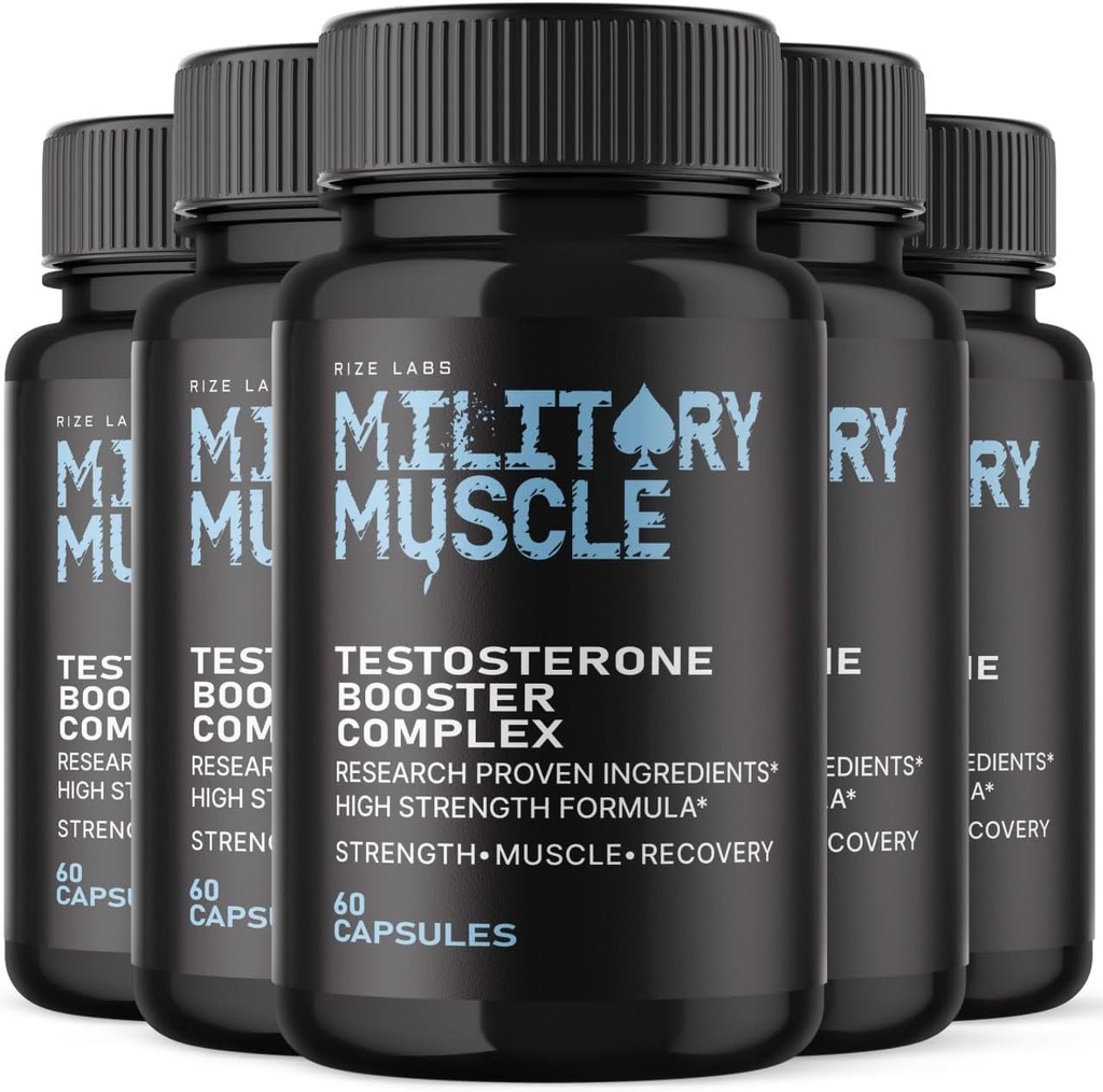 Rize labs Mäns militära muskler, alla naturliga kosttillskott för att förbättra prestanda, kapslar främjar uthållighet och energi - Pack med 5 (300 kapslar)