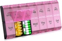 Daviky XL Large Weekly Pill Organizer 2 Times a Day, Extra Big 7 Day Pill Box AM PM, Daily Pill Case Medicine Organizer med 14 Compartments, Day Night Container för fiskoljor, Vitamin, Supplement