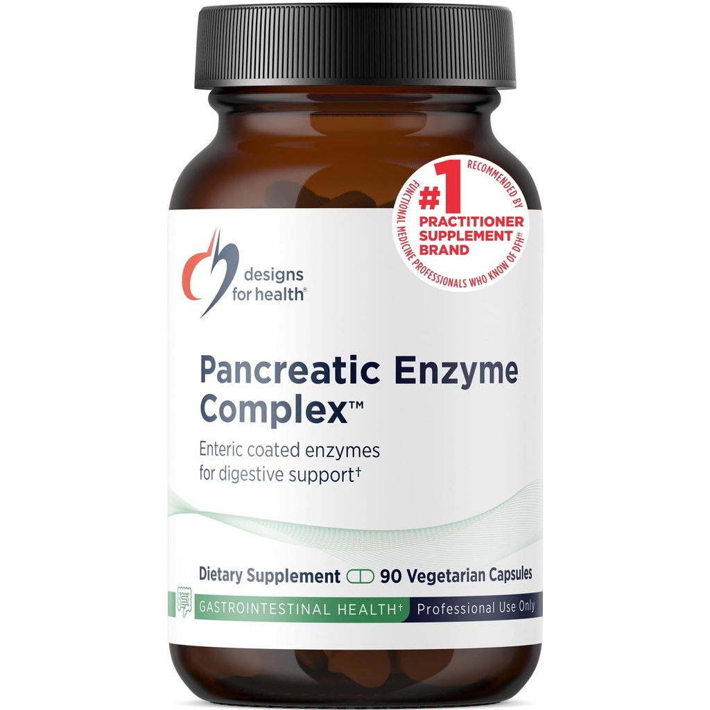 Designs for Health Pancreatic Enzymes Complex - Digestive Enzymes + Bromelain Supplement - Support Digestion + Gut Health - Fördröjd frisättning kapsel med pankreatiskt enzym, Ox Bile (90 kapslar)