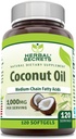 Herbal Secrets Coconut Oil 1000 Mg 120 Softgels Supplement | Non-GMO | Gluten Free | Tillverkad i USA