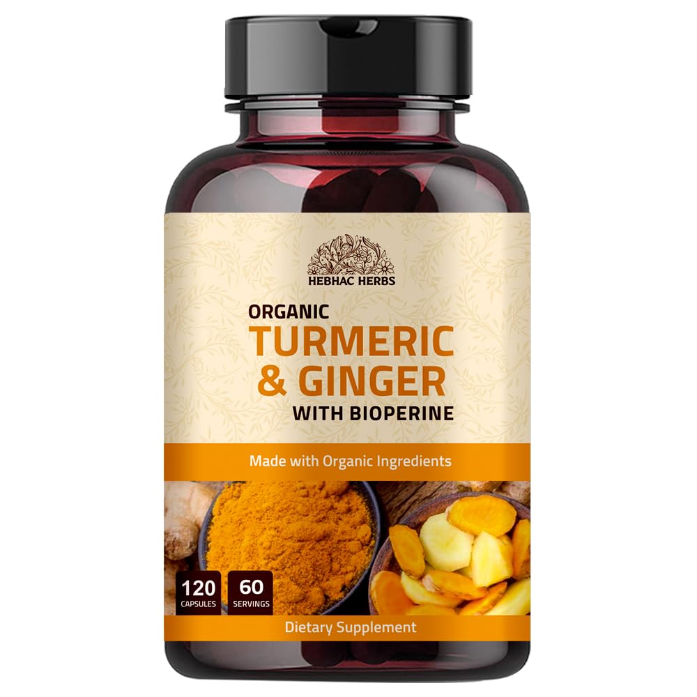 Gurkmeja Ginger med Black Pepper & Ginger 1000 mg 120 kapslar | Gurkmeja och Ginger Supplement med 95% Curcuminoids | Extra Strength Supplement | Gemensam Support Supplement | Non-GMO - 120 kapslar