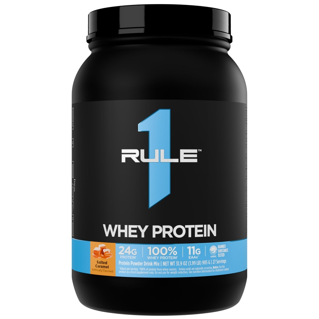 Regel 1 Whey Protein - 24g Fast-Acting Protein från All-Whey Källor med Naturligt Occurring EAAs & BCAAs för Workout Recovery eller Anytime Use (2 Pounds *, Salted Carmel)