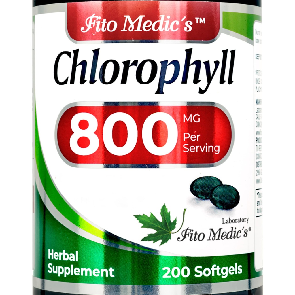 FITO MEDIC'S Lab - Chlorophyll - Pure - 800 mg per servering - 200 Softgels - Chlorophyll Capsules - Detox Cleanse, Greens Supplements- Chlorophyll Pills - Ultra High Absorption.