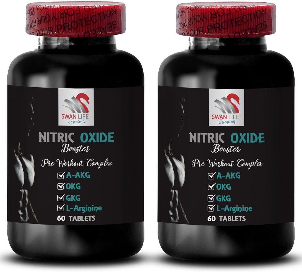 Kväveoxidtillskott för män - NITRIC OXIDE BOOSTER - L-Arginin, Styrka stöd, Uthållighet booster, Träningstillskott, Kraftformel, Energiblandning, Utbildning fokus 2 flaska 120 tabletter