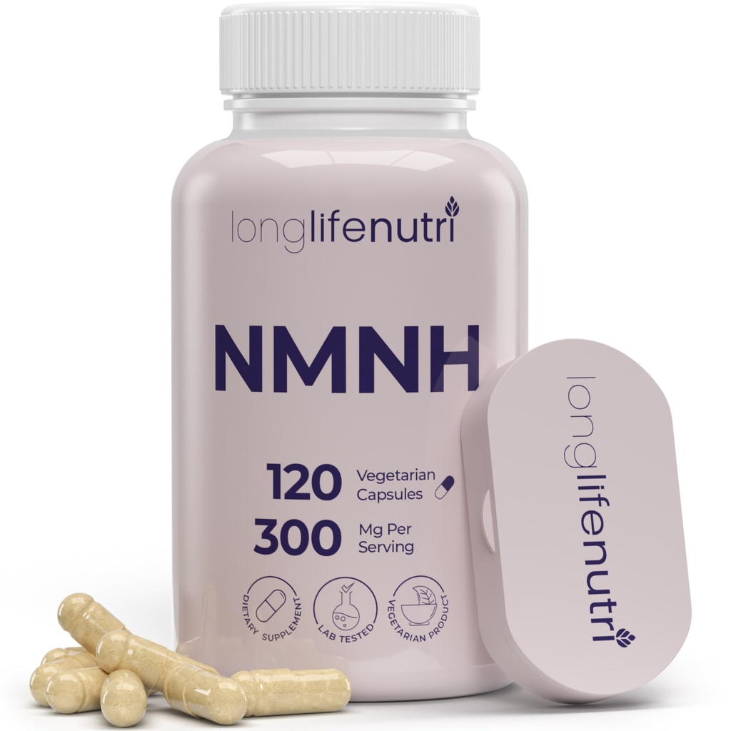 LongLifeNutri NMNH 300mg (Dihydronicotinamide Mononucleotide) - 120 Vegan Capsules, 2-månaders leverans, NMN Alternative, NAD Supplement för energi och livslängd, Lab Tested, Made in USA