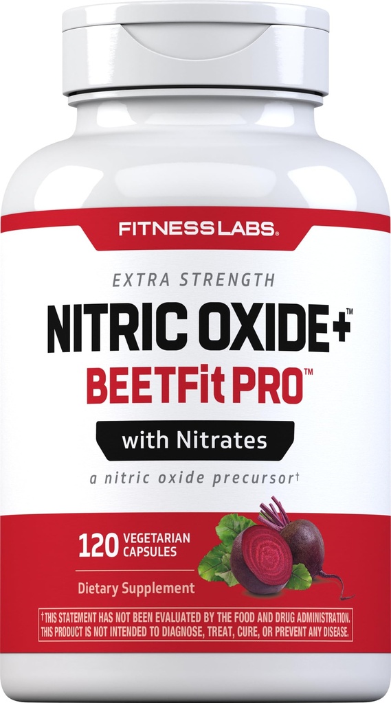 Fitness Labs Nitric Oxide Beet Root Capsules | med Nitrates | 120 greve | Nitric Oxide Precursor | Beetfit Pro | Vegetarian, Non-GMO, Gluten Free Supplement