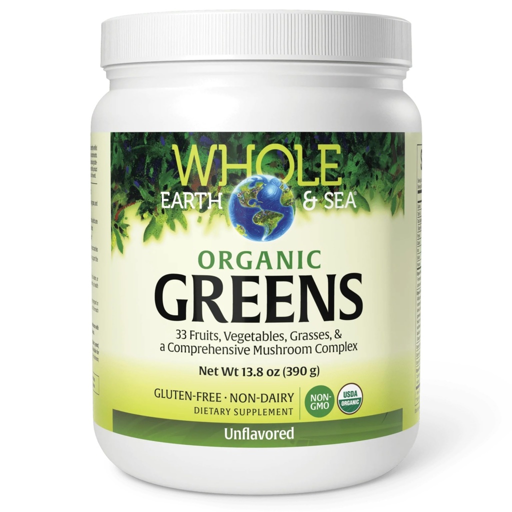 Hela jorden och havet från naturliga faktorer, organiska fermenterade gröna, Vegan Whole Food Supplement, Unflavored, 13.8 Oz