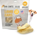 Hund Chits Lamb öron för hundar - 100% naturlig Bakad Lamb Ear Dog Treats - Grain-Free, High Protein, Lägre fettträning Chews - Dental Health & Joint Support - för stora, Medium Hundar - 25 Pack