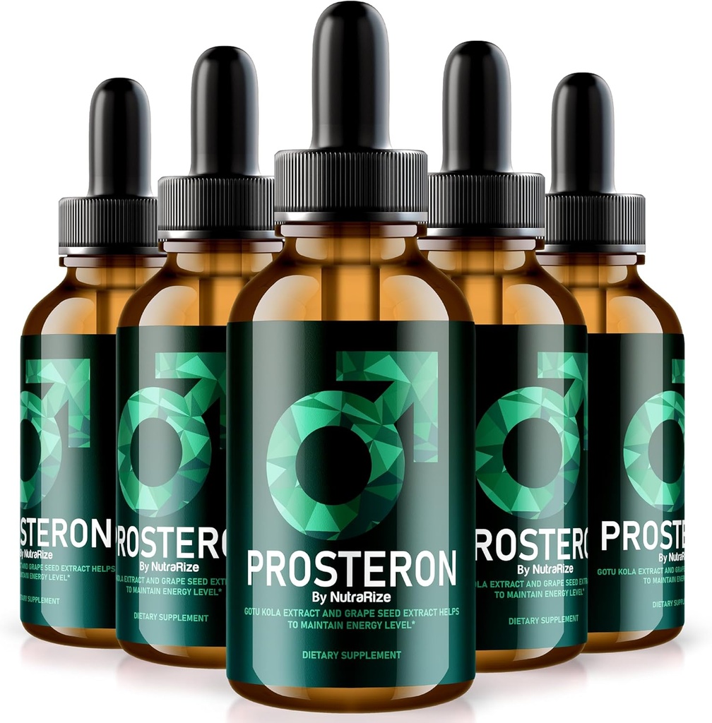 NutraRize (5 Pack) Prosteron Drops, All-Natural Prostate Health Supplement, Premium Vitamin för att stödja hälsosam cirkulation, Officiella Prosteron Formel Reviews (150 portioner)