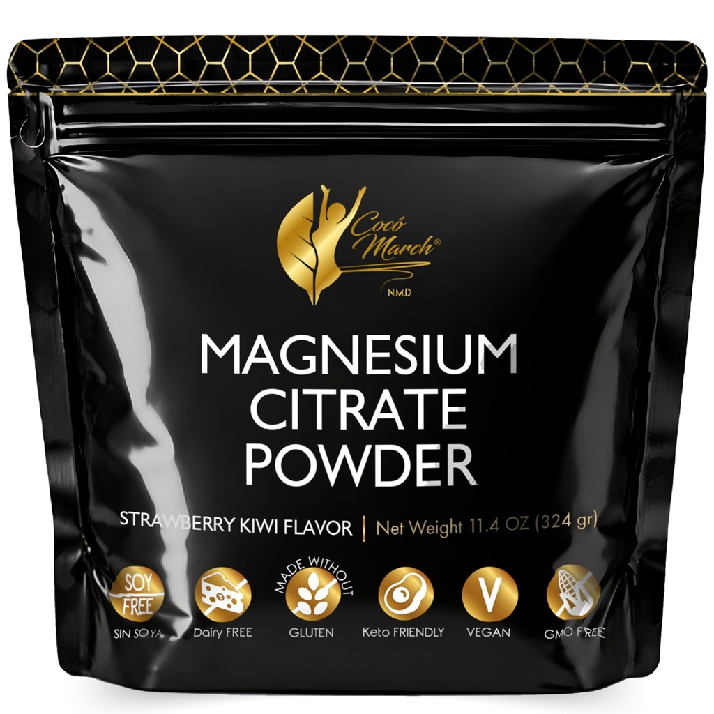 Cocó March N.M.D Pink Magnesium Powder - Främjar sömn, avkoppling och hälsosam hjärnfunktion, jordgubbsmak - fri från: Gluten, Dairy, GMO, Soy, Vegan, Keto Friendly - 45 Day Supply