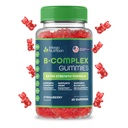 Vitamin B Komplex Gummies för vuxna, B Komplex Vitamin Supplement för kvinnor och män, B Vitamins Komplex Gummies för energi och hjärnhälsa, naturlig jordgubbsmak, 60 greve