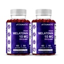 Vitamatic Melatonin 10 mg Vegetariska Gummies - Icke-Habit Forming - 60 Gummies per flaska - 2-pack (Total 120 Vegan Gummies)