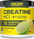 CON-CRET Creatine HCl Powder | Muskel, kognitiv, cellulär energistöd | Inget uppblåst eller kramper | USA Made & NSF Certified | Lemon Lime (100 servering)
