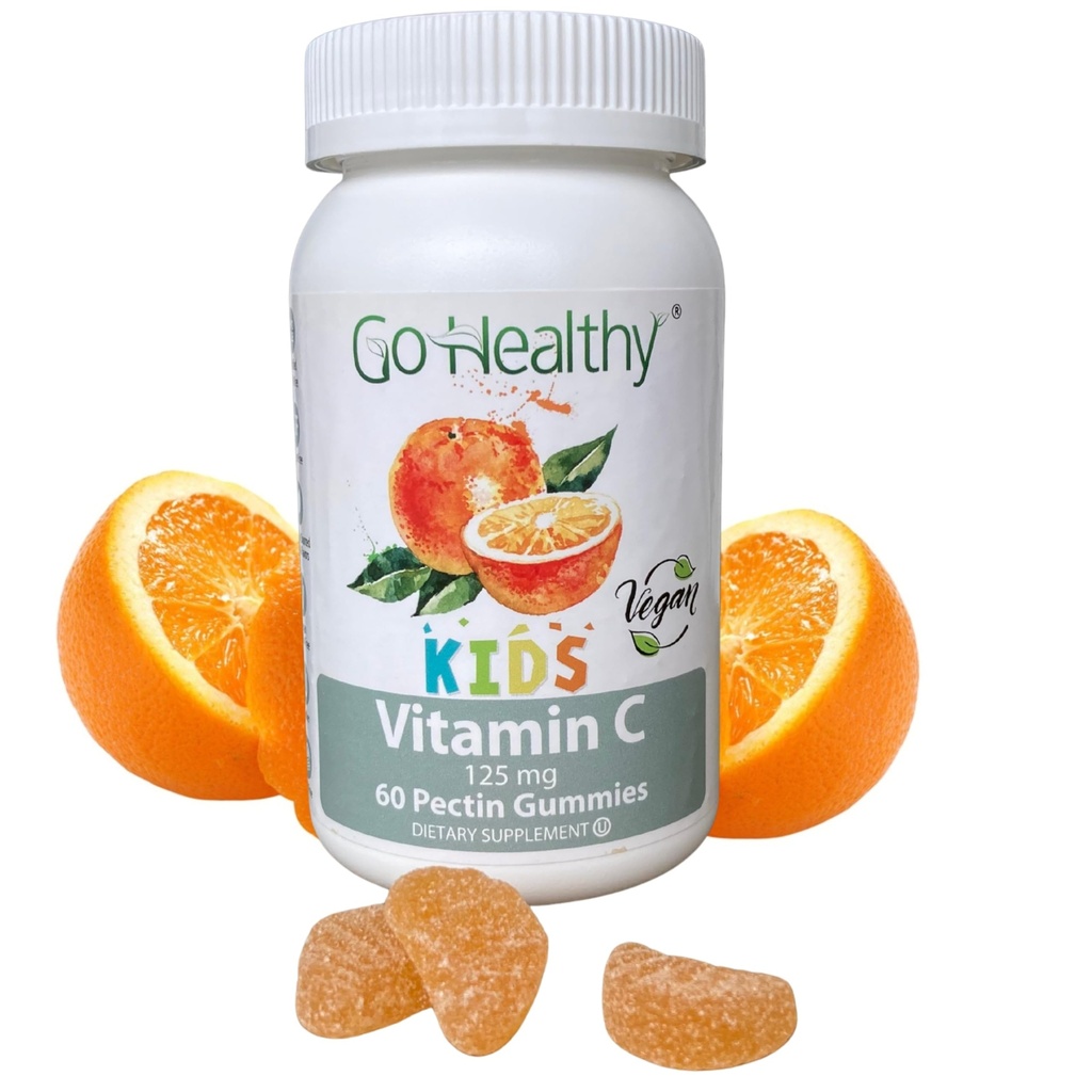 Go Healthy Vitamin C Gummies for Kids, Immune Support, Children Vitamin Gummies, Toddler, Kids Vitamins, Kosher, Halal, Tasty Gummy - 60 portioner
