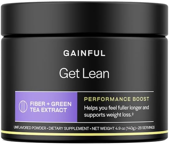 Gainful Get Lean Performance Boost, Green Tea Extract Fiber Supplement, Powder Drink Mix för Gut Health, FiberSMART från Cassava Root, High Fiber Antioxidant Rich Formel, Unflavored, 28 portioner