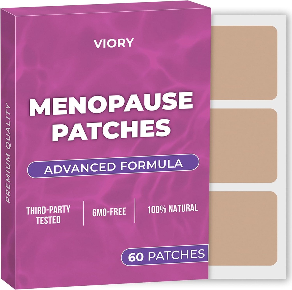 Klimakteriet Relief Patches (Pack of 60) - 100% Natural Patch - med Biotin, D, Turmeric Curcumin, B12 - Förbättrad formel
