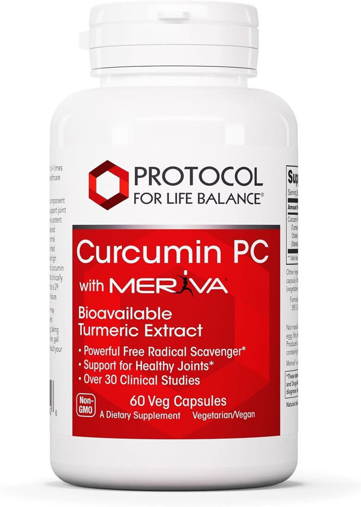 PROTOCOL FOR LIFE BALANCE Curcumin PC - med Phosphatidylcholine för Absorption - Gemensam rörlighet, flexibilitet och immunstöd - gurkmeja tillskott - Non-GMO & Halal - 60 Veg kapslar
