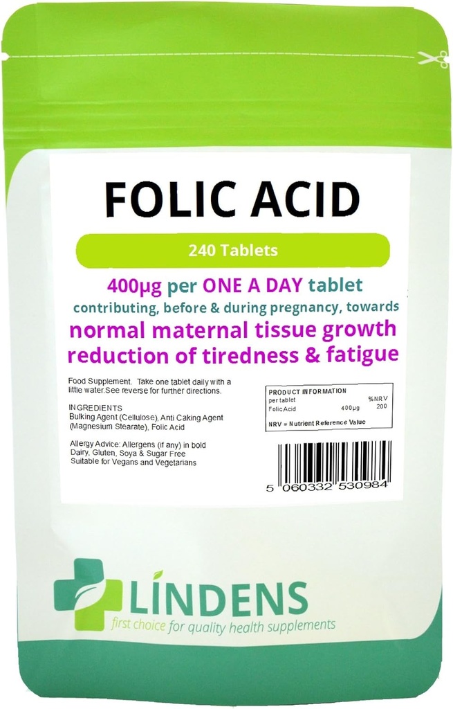 Folsyra tabletter 3-pack 720 tabletter, 400mcg - En dag (folacin, vitamin B-9)
