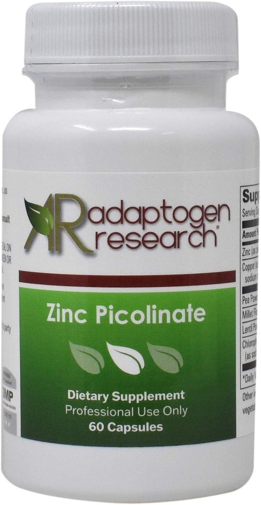 Zink Picolinate 30 mg | Zink Supplement för tillväxt och immunfunktion | 60 kapslar | Adaptogen Research
