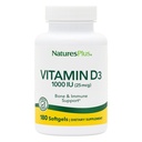 Natures Plus Vitamin D3 (Cholecalciferol) - 1000 iu, 180 Softgels - Näringsstöd för friska ben och immunsystemstöd - Bioavailable Active Form - Glutenfri - 180 portioner